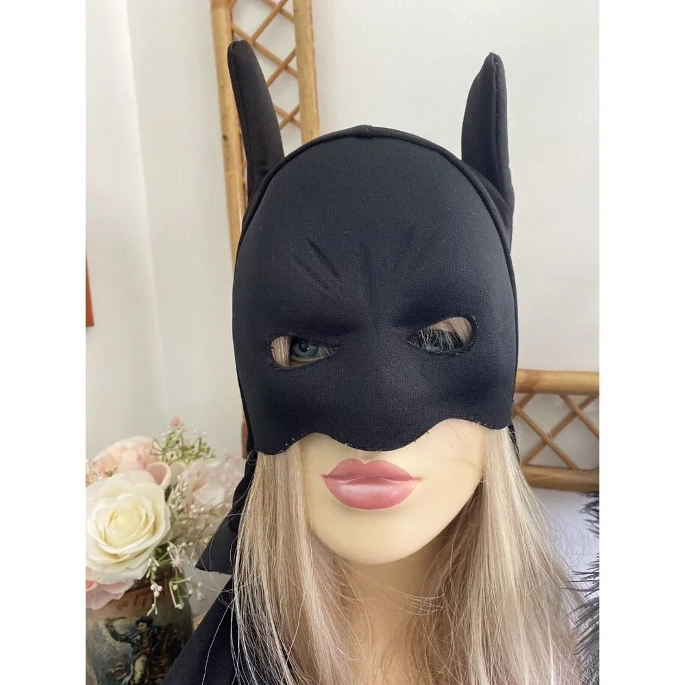Black Batman Halloween Mask Cape‎ Costume Adult Child Sz Small 35